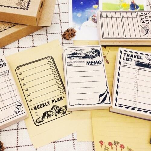 Japanese-style handbook stamp Wooden time management Daily planner calendar clocking rubber stamp journal stamp