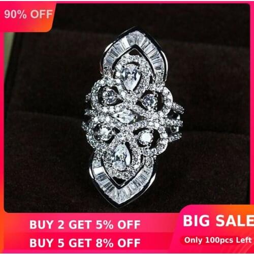 Vintage Court Diamond Ring 925 sterling silver Jewelry Engagement Wedding band Rings for Women Bridal Statement Party accessory