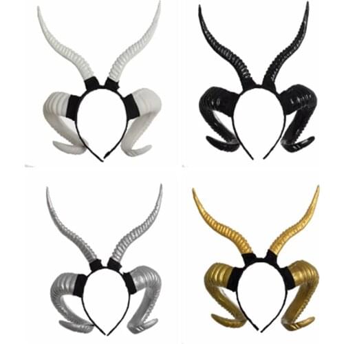 Devil Witch Horns Headpiece Halloween Handmade Women Gothic Lolita Sheep Headband Hairband Cosplay Head-wear