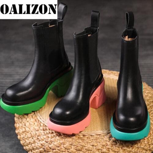 2021 New Design Women Autumn Winter British Style Mid Chunky Heels Comfortable Warm Non-slip Fashion Flat Platform Boots Shoes