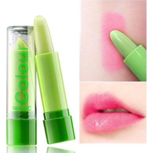 1Pcs Aloe Natural High Moisture Lips Care Temperature Change Color Anti-aging Protection Magic Lip Balm Discolor Lipstick