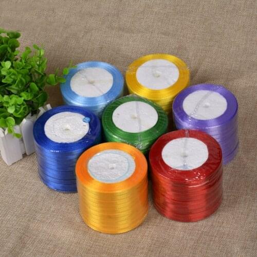 10Rolls/Piece 6mm Width Satin Fabric Ribbon Wedding Christmas Supplies Polyester Ribbons Candy gift box package Wrap Accessories
