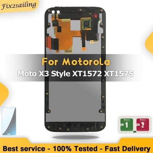 100%Tested LCD Display Screen Touch Digitizer With Frame For Motorola Moto X style X3 XT1575 XT1572 XT1570 Black/White