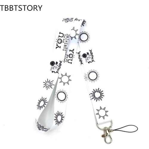 10Pcs/set You Are My Sunshine Lanyard For Keys ID Card Badge Holder Neck Strap Mobile Phone Hanging Rope Keychain Ribbon Keyring