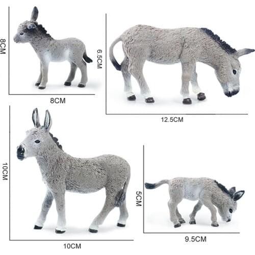 4x Donkey Figurine Sculpture Hand Painted Statues for Kids Home Office Decor