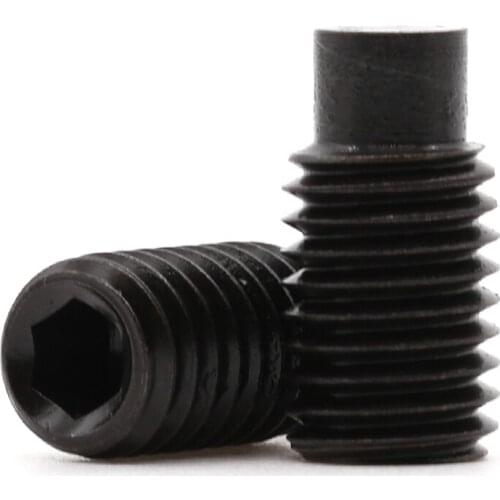 50Pcs M3 M4 M5 Grade 12.9 Headless Convex End Black Internal Hexagon Set Screws Headless Machine Screws