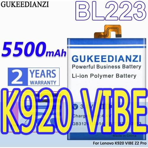 High Capacity GUKEEDIANZI Battery BL223 5500mAh For Lenovo K920 VIBE Z2 Pro Z2Pro