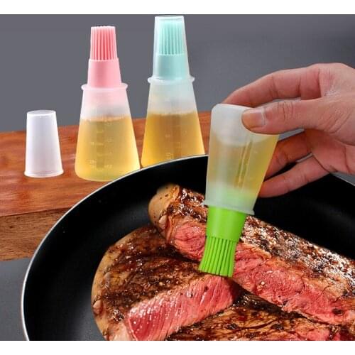 3 Designs Kitchen Accessories Portable Silicone Oil Bottle With Brush For Barbecue, Baking