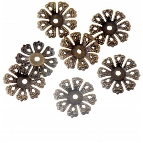 Free shipping 20Pcs Bronze Filigree Flower Wraps Connectors Metal Crafts Decoration DIY Findings Connectors 20mm F1813