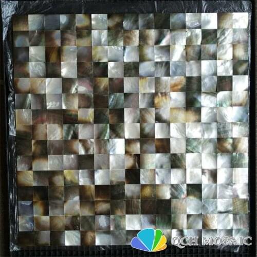 Black mother of pearl mosaic tile for house decoration 6 square feet/lot square pattern seamless wall tile 6pcs/lot