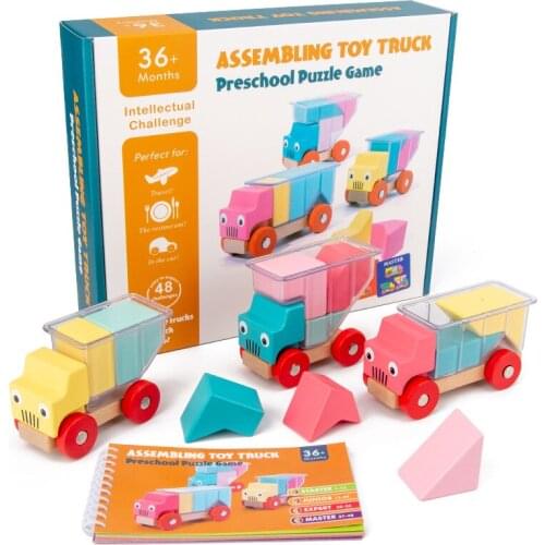 Wooden Truck Building Blocks Toy Montessori Children Logical Thinking Training Truck Loading Game for Parent-Child Toys Gifts