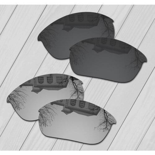 E.O.S 2 Pairs Black & Silver Polarized Replacement Lenses for Oakley Half Jacket 2.0 OO9144 Sunglasses