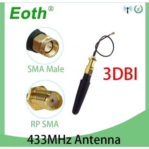433MHz Antenna lora 3dbi SMA Male Connector Plug 433 MHz Directional Antena Small Size 433m Antenne + 21cm RP-SMA Pigtail Cable