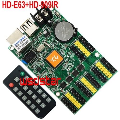 HD E63 HD-E63+HD-909IR IR remote LED controller 4*HUB08 8*HUB12 USB LED control card Single & Dual Color LED control card