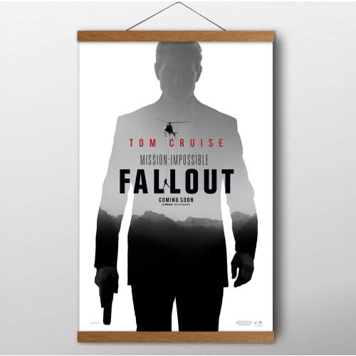 Movie Mission Impossible Tom Cruise Wall Art Poster Canvas Prints Teak Wood Scrolls Paintings For Living Room Decor