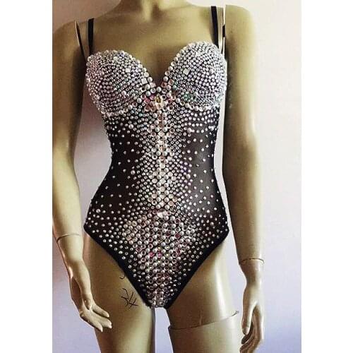 Black Skin Color Mesh Backless Jumpsuits Sexy black Bodysuit Bar DJ Singer Costume Zentai Dance Wear stage show