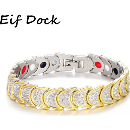 Eif Dock Magnetic Bracelet Male Gold Color Ceramic Energy Germanium Bracelets Men Hand Snake Chain Hologram Bracelets