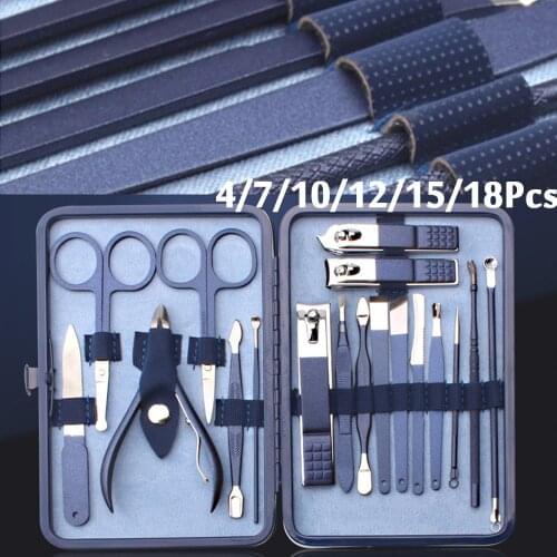 4/7/10/12/15/18Pcs Manicure Nail Clipper Set Home Stainless Steel Ear Spoon Nail Clippers Manicure Tool Pedicure Nail Scissor