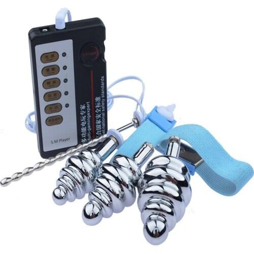 Sex Electrotherapy Set BDSM Accessories Butt Plug Urethral Obstruction Stick Anal Dilator Penis Shock Erotic Toys Ass Shock 18