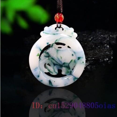 Jade Elephant Pendant Chinese Jadeite Jewelry Amulet Carved Fashion Natural Necklace Double sided Gifts Gemstone Charm