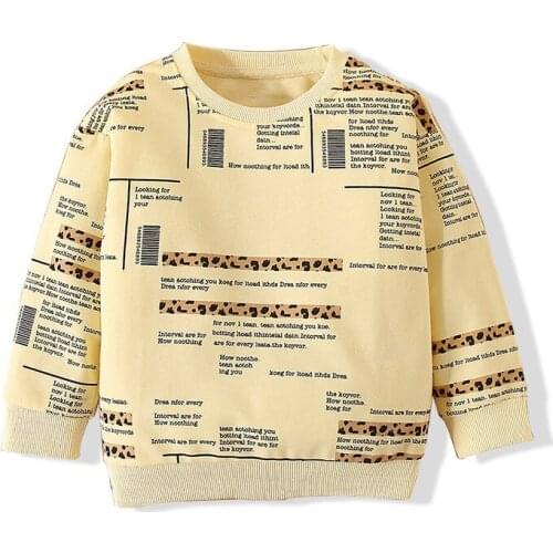 2021 new childrens long sleeve top spring and autumn apricot letter Pullover childrens Korean sweater