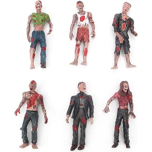 MagiDeal 6Pcs Plastic Walking Corpses Doll Movie Characters Action Zombie Figures for Room House Classroom Desk Decor Kids Toy