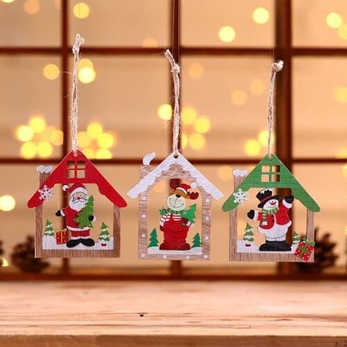 Christmas Decorations Hollow Wooden Car Pendants Ornaments ChristmasTree Ornaments Party Decorations Wood Craft Kids Toys Gifts