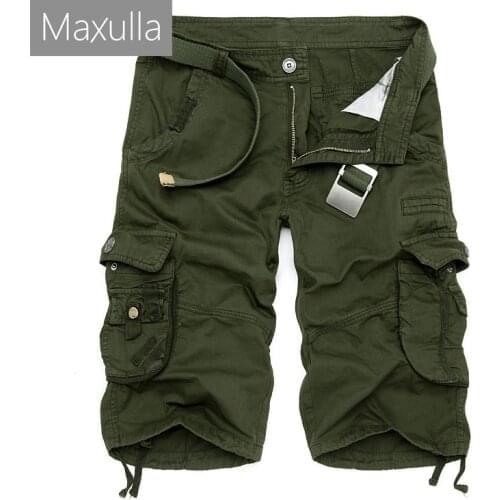 Maxulla Summer Mens Camo Cargo Shorts Casual Cotton Military Camouflage Joggers Male Breathable Board Shorts Clothing