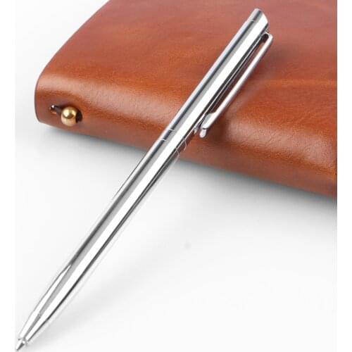 1pcs/lot Rotating metal ballpoint pen stainless steel ball pen steel bar oil pen commercial stationery pen free shipping