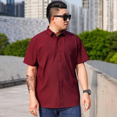 High quality summer men plus size shirt short sleeve office formal 10XL 12XL oversize business shirt pockets wedding shirt blue
