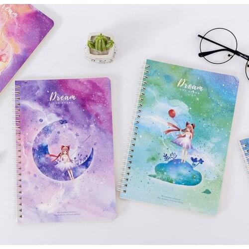 4 pcs/lot Creative Dream Girl Coil Notebook Cute Loose leaf Blank Word Book Card Tearable Notepads Stationery school supplies