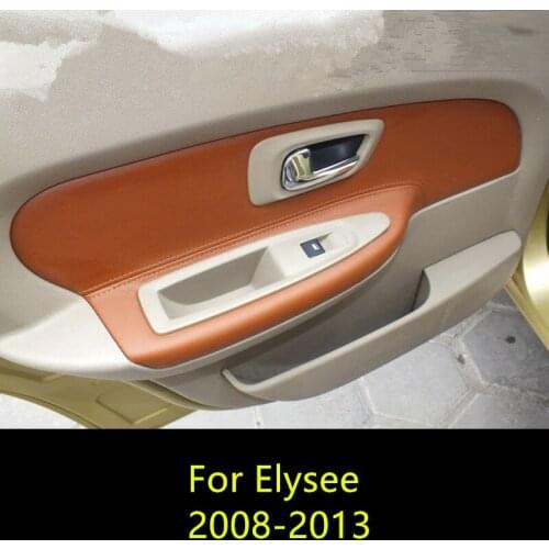 4PCS Microfibre Leather Doors Panel Armrest Protective Cover For Citroen Elysee 2008 09 10 11 12 2013 RHD Valid CAB103