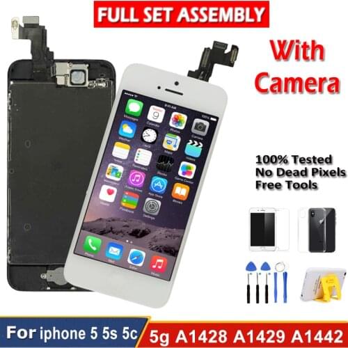 Sinbeda Best Price LCD Display For iPhone 5 5s 5c SE LCD Touch Screen Digitizer Assembly+Home Button +Front Camera+Ear Speaker