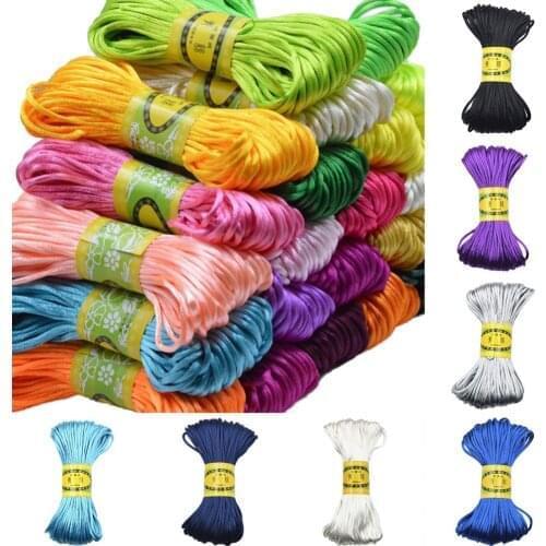 1Pc 3mm 20M Chinese Knot Satin Nylon Braided Cord Macrame Beading Rattail Cords Multi-colored Findings Beading Thread#256429