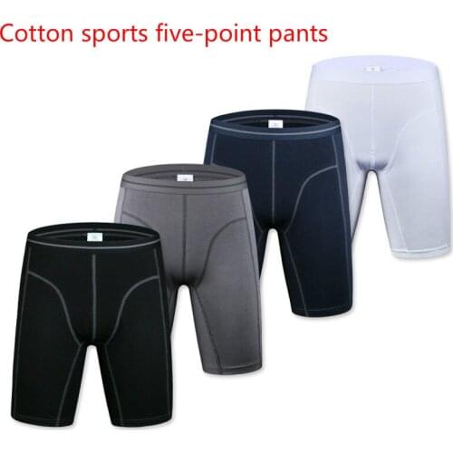 1pcs/lot&3pcs Cotton Mens Underwear Long Wear-resistant Mid-waist Five-point Pants Sports Fitness Men Boxer Briefs
