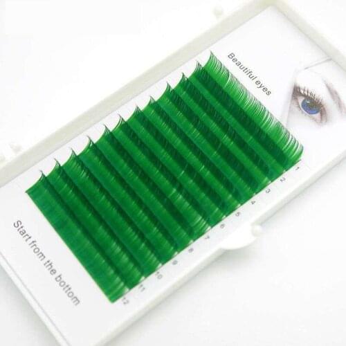 2020 New C/D curl 0.07/ 0.1mm 8/15mm false lashes gree color eyelash individual colored lashes Faux volume eyelash extensions