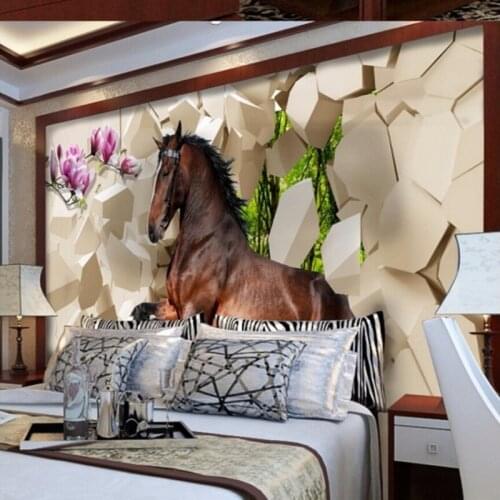 Beibehang 3d wall paper 3D living room sofa background wallpaper murals restaurant seamless galloping horse wallpaper