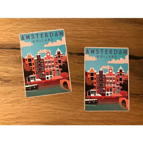 Amsterdam Reise Aufkleber Koffer Work &Travel Holland Niederlande Retro TR002