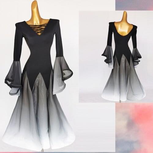 Ballroom Dance Dresses foxtrot Dancing Skirt Women Stage Waltz Ballroom Dress gradient colorMQ251