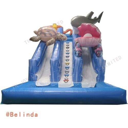 Free Sea Shipping 8.5x4.7m Inflatable Pool Slide Octopus Water Slide Crab Dolphin Conch Inflatable Water Slide With Front Pool