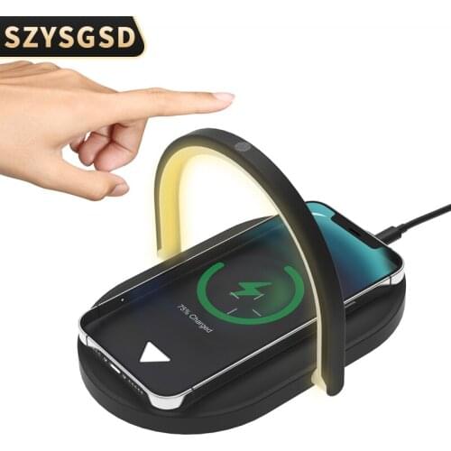 20W Fast Wireless Chargers For iPhone 12 12Pro Night Lamp Mobile Phone Charging Holder Night Light Pad Wireless Charger Stand