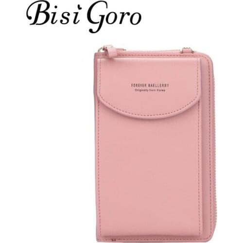 Bisi Goro 2020 New Large Capacity Wallet Fresh Mobile Phone Bag Single-shoulder Cross Bag Square Card holder for women Purse