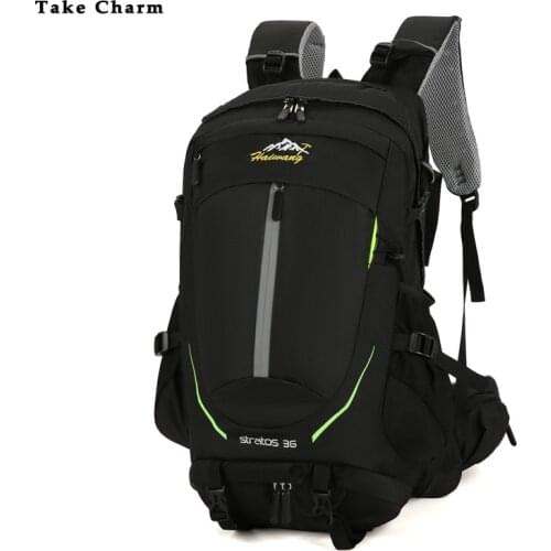 Large Capacity Outdoor Nylon Waterproof Mens Travel Backpack Quality Camping Luggage Rucksack For Male Teenager Sport Bag Black