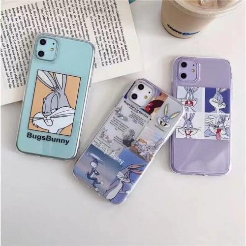 Cute Cartoon Transparent Case For iPhone 11Pro Max For iPhone X XR XS Max 7 8 Plus Bugs Bunny Phone Case Soft Back Cover Coque