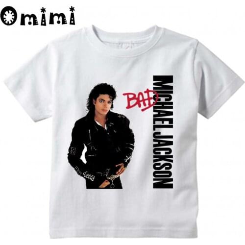 Kids Rock N Roll Star Michael Jackson Bad Design T-Shirts Music Childrens Tops Boys/Girls Rock T Shirt