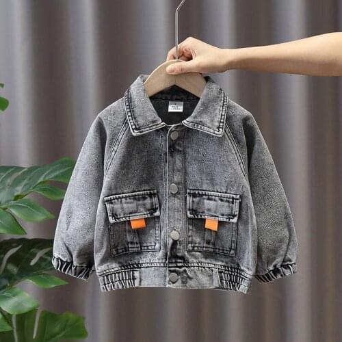 Autumn Kids Denim Jacket Boys Coats Clothes Letter Emboidery Jean Outerwear Tops Childrens Casual Jackets Clothing