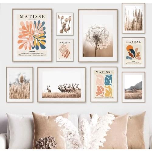 Matisse Leaf Dandelion Reeds Deer Natural Wall Art Canvas Painting Nordic Posters And Prints Wall Pictures For Living Room Decor