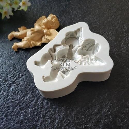 KLM-00129 Angel drumming silicone mold Party cake decoration Chocolate tools