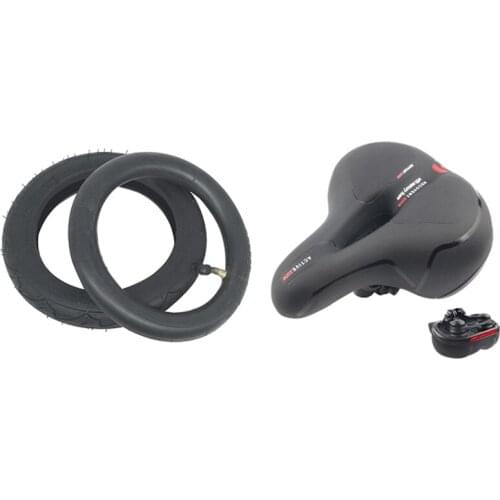 Comfort Bike Seat,Wide Bicycle Saddle Replacement Memory Foam & 8 Inch Tyre 8X1 1/4 Scooter Tire & Inner Tube Set
