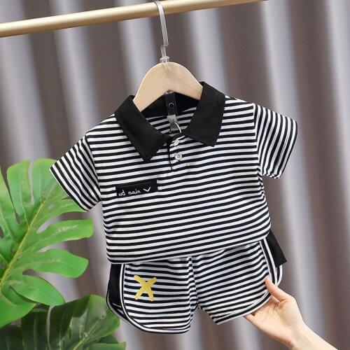 Boys sets summer new baby boy striped t shirts and shorts 2pcs suits children outfits